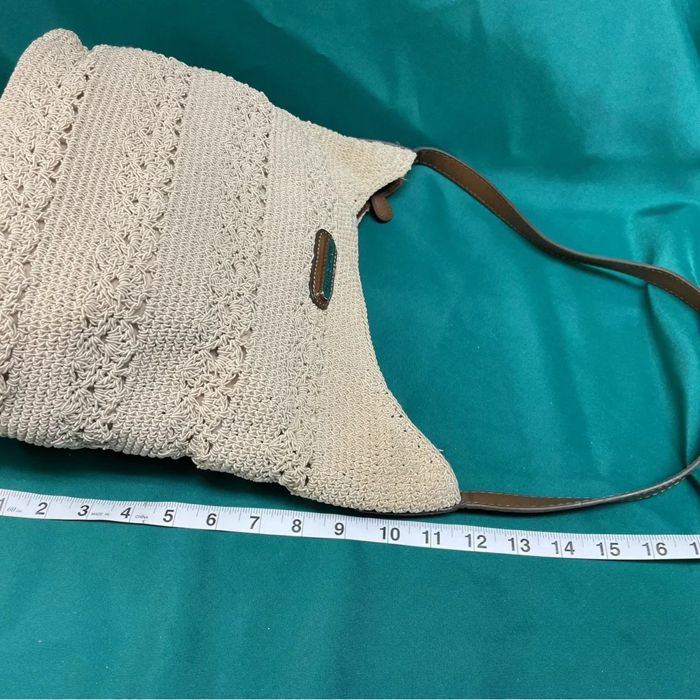 Jaclyn Smith Tan Crochet Hobo Bag